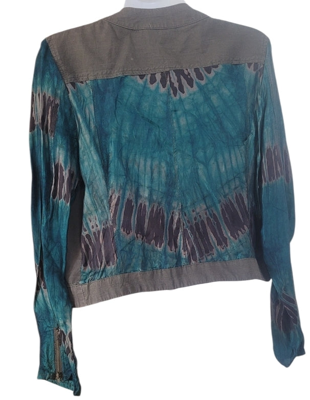 Blouson Métis Coton et Pagne Indigo Vert - Tie-Dye